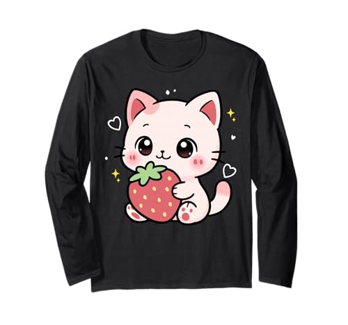 Kawaii-Katze, Erdbeere, niedlich, ästhetisch, Anime, Mädchen, Teenager, Kinder Langarmshirt Kawaii-Katze, Erdbeere, niedlich, ästhetisch, Anime, Mädchen, Teenager, Kinder Langarmshirt von Kawaii Cat Cute Strawberry aesthetic Anime Girls