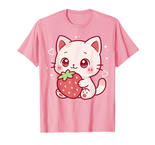 Kawaii-Katze, Erdbeere, niedlich, ästhetisch, Anime, Mädchen, Teenager, Kinder T-Shirt Kawaii-Katze, Erdbeere, niedlich, ästhetisch, Anime, Mädchen, Teenager, Kinder T-Shirt von Kawaii Cat Cute Strawberry aesthetic Anime Girls