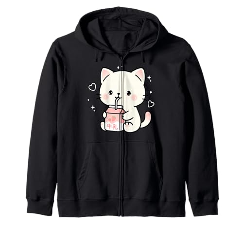 Kawaii Katze Erdbeermilch Niedlich Ästhetik Anime Mädchen Teens Kapuzenjacke Kawaii Katze Erdbeermilch Niedlich Ästhetik Anime Mädchen Teens Kapuzenjacke von Kawaii Cat Milk Japanese cute aesthetic Anime Girl