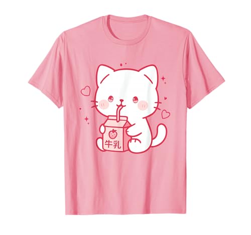 Kawaii Katze Erdbeermilch Niedlich Ästhetik Anime Mädchen Teens T-Shirt Kawaii Katze Erdbeermilch Niedlich Ästhetik Anime Mädchen Teens T-Shirt von Kawaii Cat Milk Japanese cute aesthetic Anime Girl