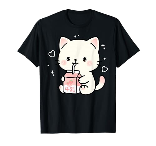 Kawaii Katze Erdbeermilch Niedlich Ästhetik Anime Mädchen Teens T-Shirt Kawaii Katze Erdbeermilch Niedlich Ästhetik Anime Mädchen Teens T-Shirt von Kawaii Cat Milk Japanese cute aesthetic Anime Girl