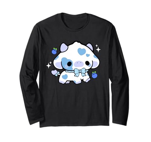 Kawaii Kuh Blaubeere Niedlich Ästhetik Anime Mädchen Teenager Kinder Langarmshirt von Kawaii Cow Cute Blueberry aesthetic Anime Girls