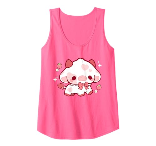 Damen Kawaii Kuh Erdbeere niedlich ästhetisch Anime Mädchen Teenager Kinder Tank Top Damen Kawaii Kuh Erdbeere niedlich ästhetisch Anime Mädchen Teenager Kinder Tank Top von Kawaii Cow Cute Strawberry aesthetic Anime Girls