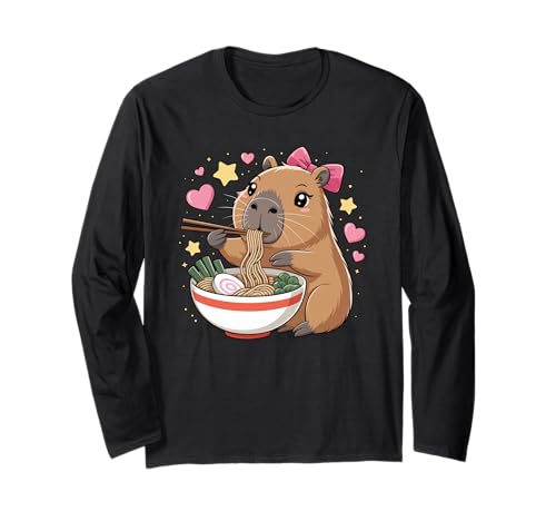 Kawaii Capybara Ramen Cute Capy Lover Food für Kinder und Mädchen Langarmshirt Kawaii Capybara Ramen Cute Capy Lover Food für Kinder und Mädchen Langarmshirt von Kawaii Cute Capybara Ramen Apparel Gifts