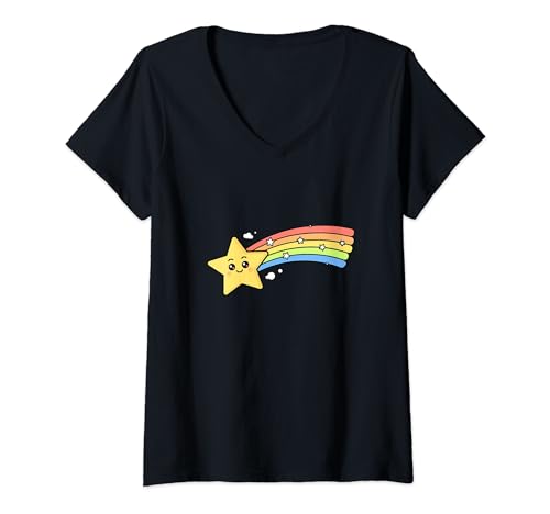 Damen Sternschnuppe T-Shirt mit V-Ausschnitt Damen Sternschnuppe T-Shirt mit V-Ausschnitt von Kawaii Cutez