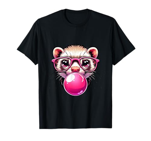 Lustige Tier-Brille für Frettchen, Cartoon-Frauen T-Shirt Lustige Tier-Brille für Frettchen, Cartoon-Frauen T-Shirt von Kawaii Ferret For Kids Girls & Boys