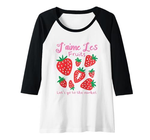 Damen J'aime Les Fruits Strawberry French Market Cute Kawaii Raglan Damen J'aime Les Fruits Strawberry French Market Cute Kawaii Raglan von Kawaii French Fruit Market Aesthetic Tees