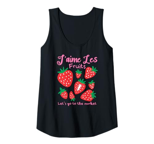 Damen J'aime Les Fruits Strawberry French Market Cute Kawaii Tank Top Damen J'aime Les Fruits Strawberry French Market Cute Kawaii Tank Top von Kawaii French Fruit Market Aesthetic Tees
