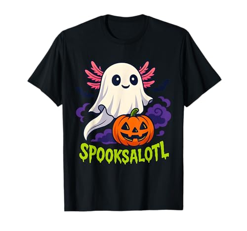 Men Women Kids Spooksalotl Funny Animal Axolotl Halloween T-Shirt von Kawaii Funny Ghost Pumpkin Trick Or Treat Costume