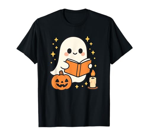 Kawaii Geist Liest Buch Mit Kürbis Kerze Herbst Halloween Se T-Shirt Kawaii Geist Liest Buch Mit Kürbis Kerze Herbst Halloween Se T-Shirt von Kawaii Geist Lesewelt Herbst Halloween Deko