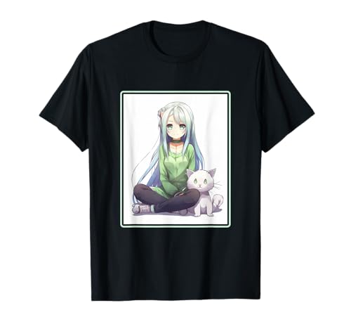 Kawaii Mädchen Anime Manga Mädchen Katze T-Shirt von Kawaii Girl Anime Manga Girl Cat