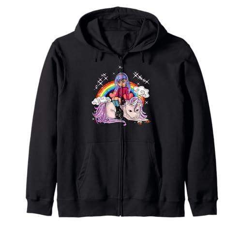 Kawaii Goth Einhorn Mädchen Regenbogen Kapuzenjacke von Kawaii Girl & Unicorn