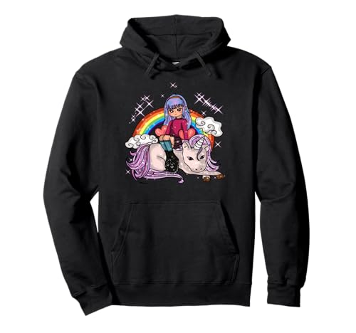 Kawaii Goth Einhorn Mädchen Regenbogen Pullover Hoodie von Kawaii Girl & Unicorn