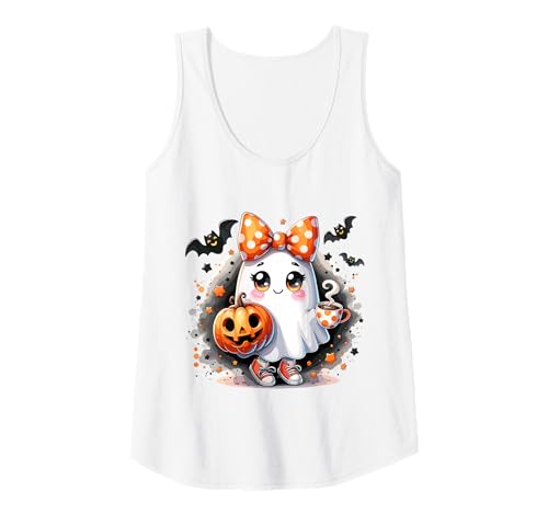 Damen Kawaii Halloween Geist Kürbis Schleife Süß Tank Top Damen Kawaii Halloween Geist Kürbis Schleife Süß Tank Top von Kawaii Halloween Kollektion