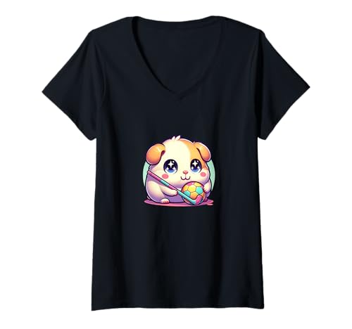 Damen Hamster Fußball Hockey Kawaii Niedlich Süß Sport T-Shirt mit V-Ausschnitt Damen Hamster Fußball Hockey Kawaii Niedlich Süß Sport T-Shirt mit V-Ausschnitt von Kawaii Hamster Niedlich Sport Fußball Hockey Anime