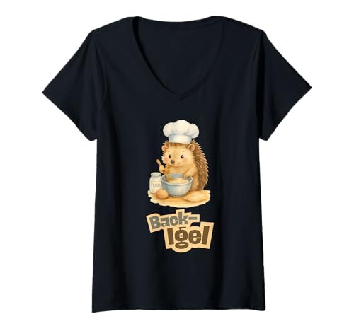 Damen Back Igel Motiv süßer Igel für Backfreunde und Küche T-Shirt mit V-Ausschnitt Damen Back Igel Motiv süßer Igel für Backfreunde und Küche T-Shirt mit V-Ausschnitt von Kawaii Igel süße Tier Illustration Hobby Sammlung