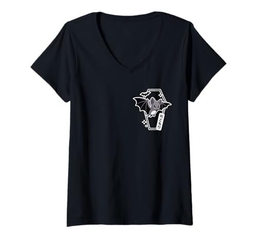 Damen Tokyo Kawaii Fledermaus - gruselig süß Sarg Pastell Goth Japanisch T-Shirt mit V-Ausschnitt Damen Tokyo Kawaii Fledermaus - gruselig süß Sarg Pastell Goth Japanisch T-Shirt mit V-Ausschnitt von Kawaii Japanese Bat Coffin - Cute Tokyo Aesthetic