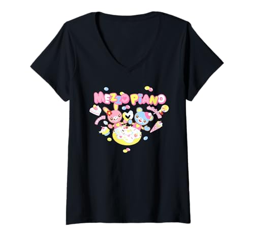 Damen Mezzo Piano Kawaicore Cutecore Japanische Mode T-Shirt mit V-Ausschnitt Damen Mezzo Piano Kawaicore Cutecore Japanische Mode T-Shirt mit V-Ausschnitt von Kawaii Lovely