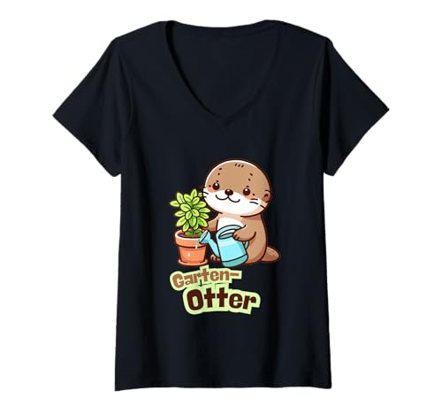 Damen Garten Otter Motiv süßer Otter für Pflanzenfreunde Natur T-Shirt mit V-Ausschnitt Damen Garten Otter Motiv süßer Otter für Pflanzenfreunde Natur T-Shirt mit V-Ausschnitt von Kawaii Otter süße Tier Illustration Hobby Sammlung