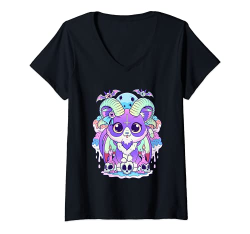 Damen Kawaii Pastell Goth Niedlicher und gruseliger Krampus T-Shirt mit V-Ausschnitt Damen Kawaii Pastell Goth Niedlicher und gruseliger Krampus T-Shirt mit V-Ausschnitt von Kawaii Pastel Goth Anime Apparel Co.