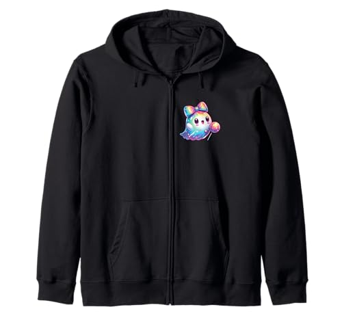 Kawaii-Geist-Kokett-Schleife Pastell-Goth-Süß Anime Mädchen Kapuzenjacke von Kawaii Pastel Goth Cute Ghost Coquette Girl Anime