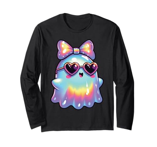 Kawaii-Geist-Kokett-Schleife Pastell-Goth-Süß Anime Mädchen Langarmshirt von Kawaii Pastel Goth Cute Ghost Coquette Girl Anime