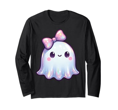 Kawaii-Geist-Kokett-Schleife Pastell-Goth-Süß Anime Mädchen Langarmshirt von Kawaii Pastel Goth Cute Ghost Coquette Girl Anime