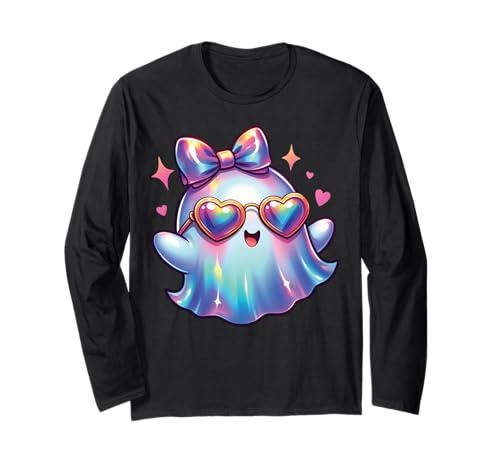 Kawaii-Geist-Kokett-Schleife Pastell-Goth-Süß Anime Mädchen Langarmshirt von Kawaii Pastel Goth Cute Ghost Coquette Girl Anime