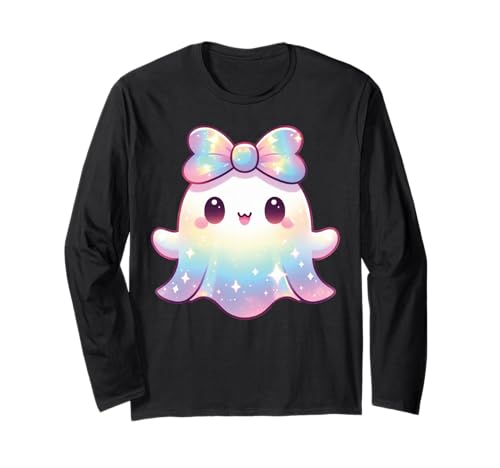 Kawaii-Geist-Kokett-Schleife Pastell-Goth-Süß Anime Mädchen Langarmshirt von Kawaii Pastel Goth Cute Ghost Coquette Girl Anime