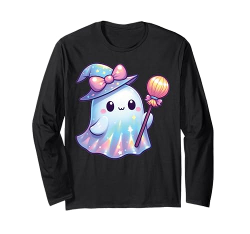 Kawaii-Geist-Kokett-Schleife Pastell-Goth-Süß Anime Mädchen Langarmshirt von Kawaii Pastel Goth Cute Ghost Coquette Girl Anime
