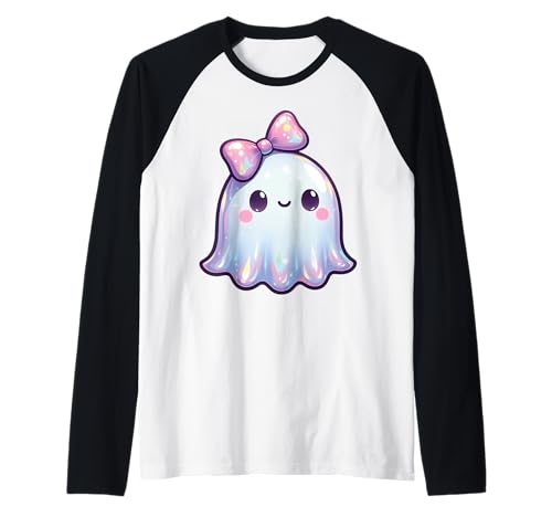 Kawaii-Geist-Kokett-Schleife Pastell-Goth-Süß Anime Mädchen Raglan von Kawaii Pastel Goth Cute Ghost Coquette Girl Anime