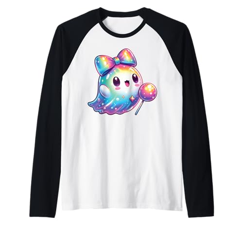 Kawaii-Geist-Kokett-Schleife Pastell-Goth-Süß Anime Mädchen Raglan von Kawaii Pastel Goth Cute Ghost Coquette Girl Anime