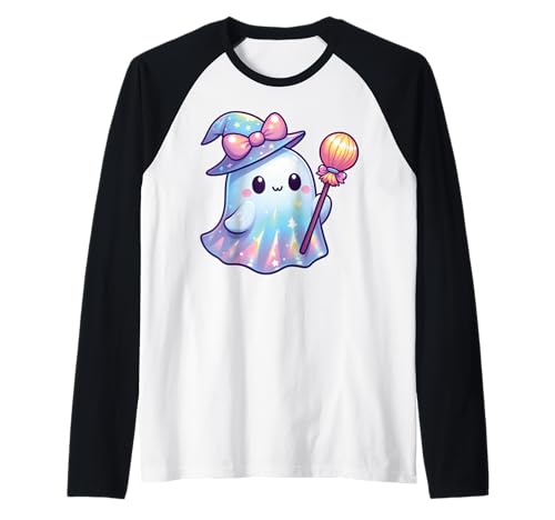 Kawaii-Geist-Kokett-Schleife Pastell-Goth-Süß Anime Mädchen Raglan von Kawaii Pastel Goth Cute Ghost Coquette Girl Anime