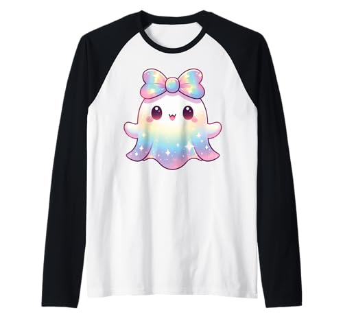 Kawaii-Geist-Kokett-Schleife Pastell-Goth-Süß Anime Mädchen Raglan von Kawaii Pastel Goth Cute Ghost Coquette Girl Anime