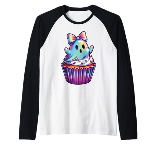 Kawaii-Geist-Kokett-Schleife Pastell-Goth-Süß Anime Mädchen Raglan von Kawaii Pastel Goth Cute Ghost Coquette Girl Anime