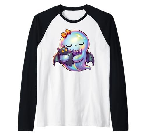 Kawaii-Geist-Kokett-Schleife Pastell-Goth-Süß Anime Mädchen Raglan von Kawaii Pastel Goth Cute Ghost Coquette Girl Anime
