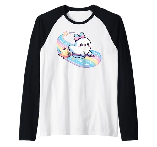 Kawaii-Geist-Kokett-Schleife Pastell-Goth-Süß Anime Mädchen Raglan von Kawaii Pastel Goth Cute Ghost Coquette Girl Anime