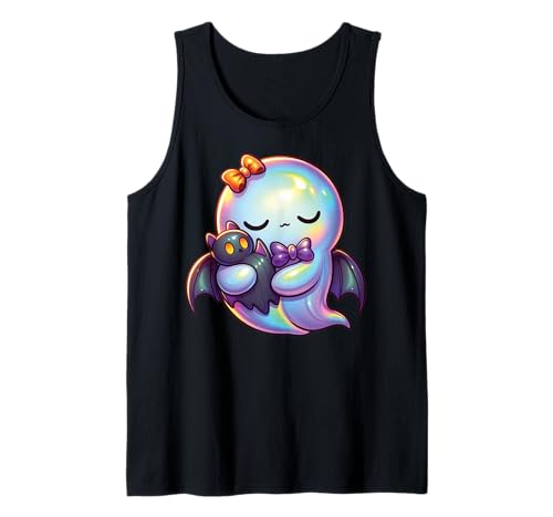 Kawaii-Geist-Kokett-Schleife Pastell-Goth-Süß Anime Mädchen Tank Top von Kawaii Pastel Goth Cute Ghost Coquette Girl Anime