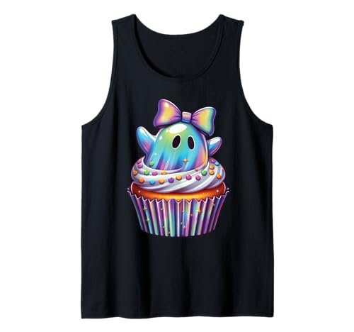 Kawaii-Geist-Kokett-Schleife Pastell-Goth-Süß Anime Mädchen Tank Top von Kawaii Pastel Goth Cute Ghost Coquette Girl Anime