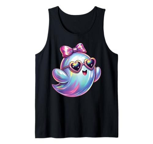 Kawaii-Geist-Kokett-Schleife Pastell-Goth-Süß Anime Mädchen Tank Top von Kawaii Pastel Goth Cute Ghost Coquette Girl Anime