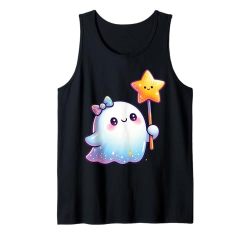 Kawaii-Geist-Kokett-Schleife Pastell-Goth-Süß Anime Mädchen Tank Top von Kawaii Pastel Goth Cute Ghost Coquette Girl Anime