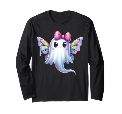 Kawaii-Geist-Kokett-Schleife Pastell-Goth-Süß Fee Mädchen Langarmshirt von Kawaii Pastel Goth Cute Ghost Coquette Girl Anime