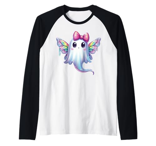 Kawaii-Geist-Kokett-Schleife Pastell-Goth-Süß Fee Mädchen Raglan von Kawaii Pastel Goth Cute Ghost Coquette Girl Anime
