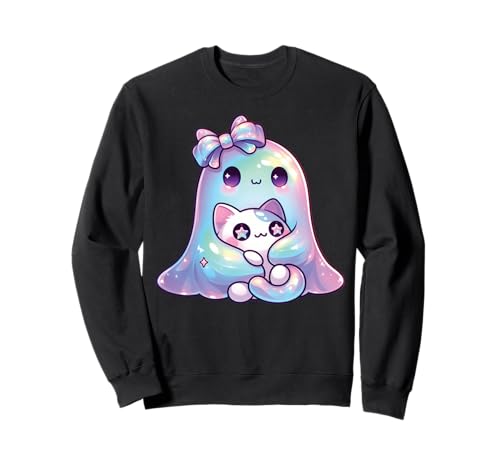 Kawaii-Geist-Kokett-Schleife Pastell-Goth-Süß Katze Mädchen Sweatshirt von Kawaii Pastel Goth Cute Ghost Coquette Girl Anime