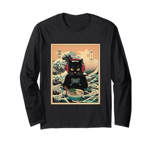Gamer Cat Ramen Anime Retro Japanische Wave Art Frauen Männer Kinder Langarmshirt Gamer Cat Ramen Anime Retro Japanische Wave Art Frauen Männer Kinder Langarmshirt von Kawaii Ramen Gaming Cat Lovers Japanese Art