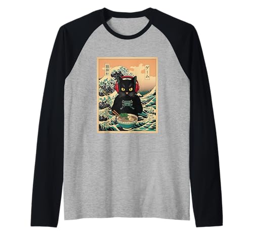 Gamer Cat Ramen Anime Retro Japanische Wave Art Frauen Männer Kinder Raglan Gamer Cat Ramen Anime Retro Japanische Wave Art Frauen Männer Kinder Raglan von Kawaii Ramen Gaming Cat Lovers Japanese Art