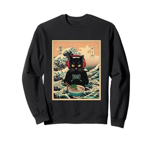 Gamer Cat Ramen Anime Retro Japanische Wave Art Frauen Männer Kinder Sweatshirt Gamer Cat Ramen Anime Retro Japanische Wave Art Frauen Männer Kinder Sweatshirt von Kawaii Ramen Gaming Cat Lovers Japanese Art