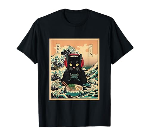 Gamer Cat Ramen Anime Retro Japanische Wave Art Frauen Männer Kinder T-Shirt Gamer Cat Ramen Anime Retro Japanische Wave Art Frauen Männer Kinder T-Shirt von Kawaii Ramen Gaming Cat Lovers Japanese Art
