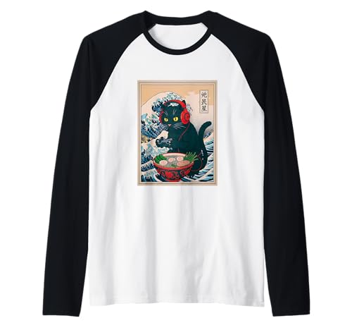 Gamer Cat Ramen Anime Retro Japanische Wave Art Frauen Mann Kinder Raglan Gamer Cat Ramen Anime Retro Japanische Wave Art Frauen Mann Kinder Raglan von Kawaii Ramen Gaming Cat Lovers Japanese Art
