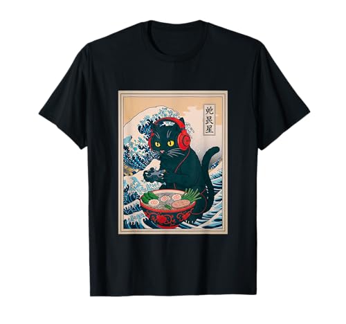 Gamer Cat Ramen Anime Retro Japanische Wave Art Frauen Mann Kinder T-Shirt Gamer Cat Ramen Anime Retro Japanische Wave Art Frauen Mann Kinder T-Shirt von Kawaii Ramen Gaming Cat Lovers Japanese Art